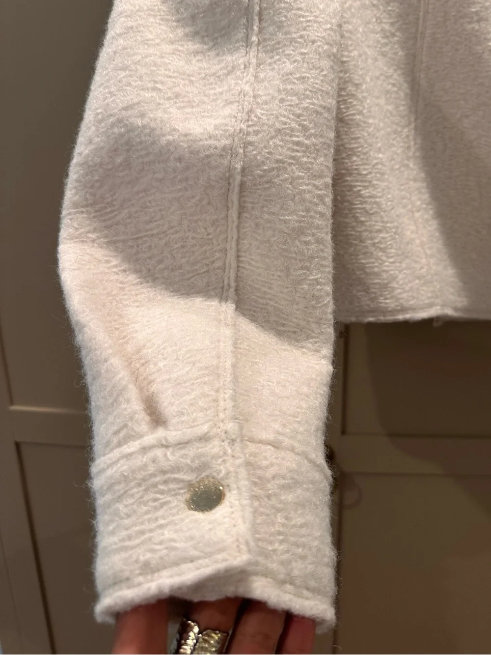 Zara Cream Bouclé Cropped Jacket | Textured Wool Blend | Quiet Luxury Style XS - Picture 4 of 7